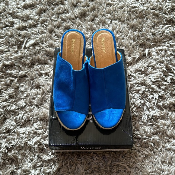 Blue Women Slide On Wedge - Picture 4 of 5